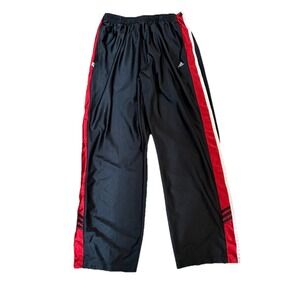 Vintage Y2K Adidas Track Pants Tear Away Snap Men 2XL Black Red Basketball